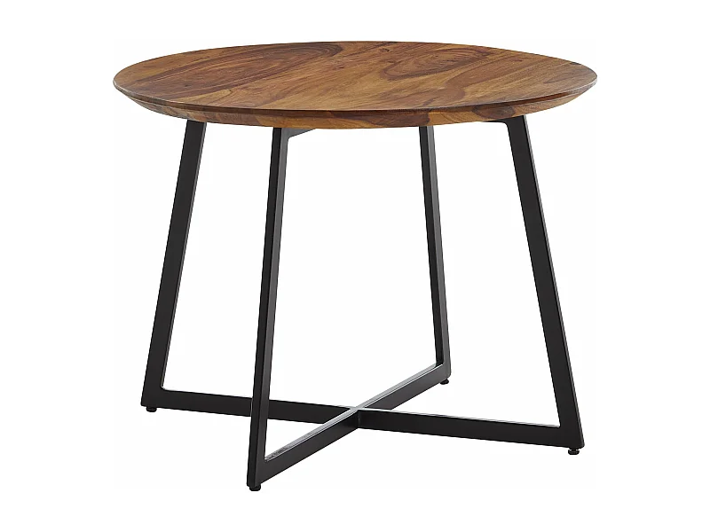 table basse 60x60x45 cm bois massif de Sesham / table basse en métal ronde | Table de salon design