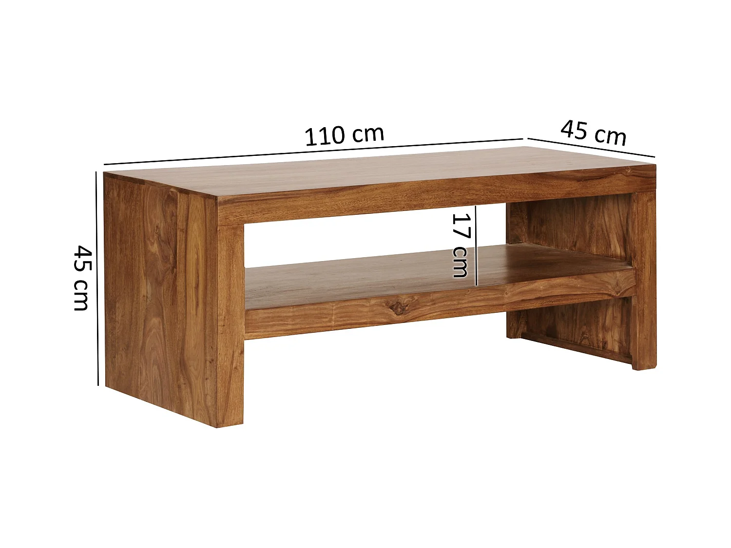 table basse en bois massif Durban Sheesham 110 cm de large table de salle à manger Table design de style campagnard brun
