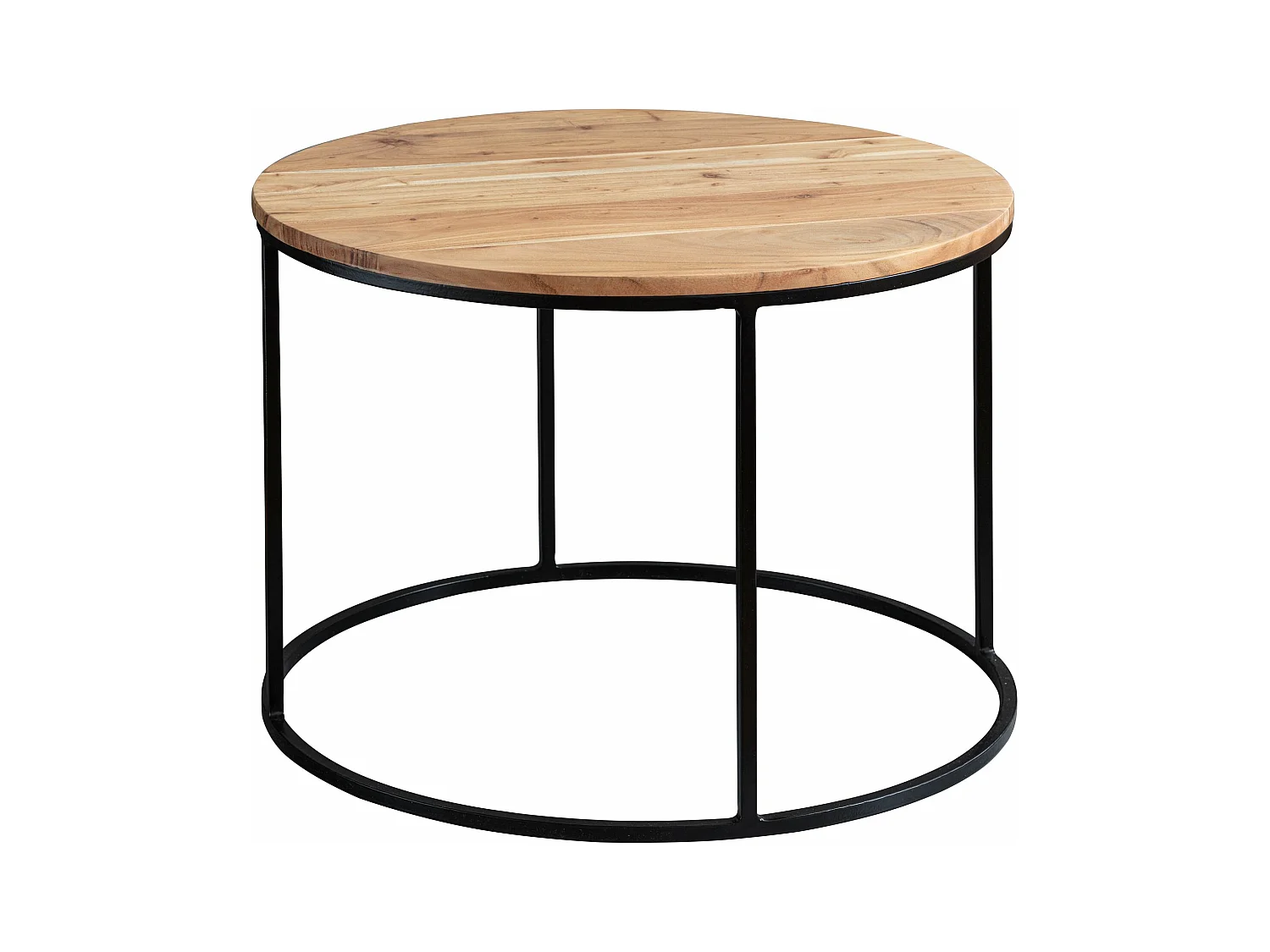 salontafel 60x43x60 cm acacia massief houten / metalen salontafel | Design woonkamer tafel rond | Massieve salontafel | Kleine tafel woonkamer