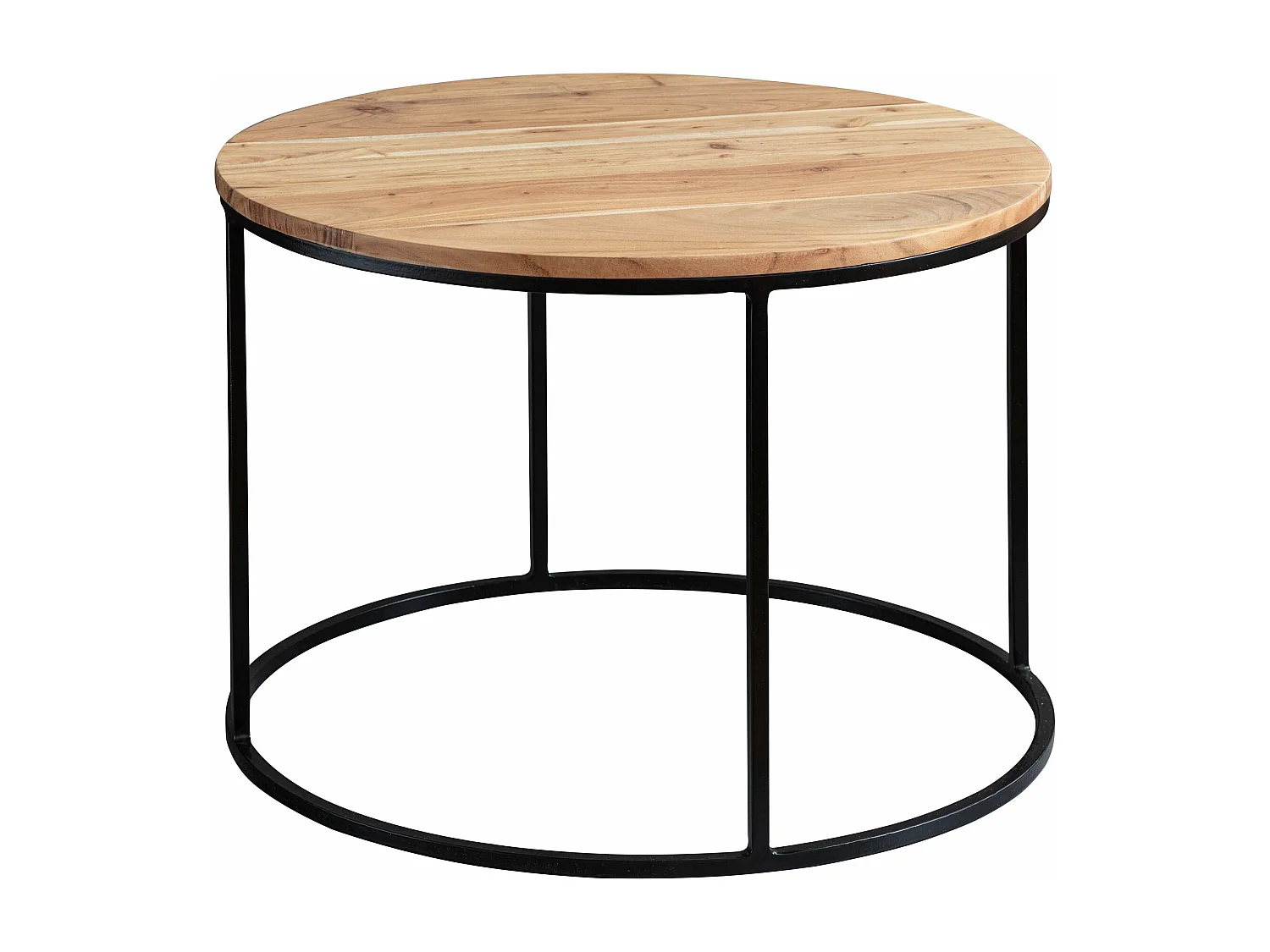 salontafel 60x43x60 cm acacia massief houten / metalen salontafel | Design woonkamer tafel rond | Massieve salontafel | Kleine tafel woonkamer