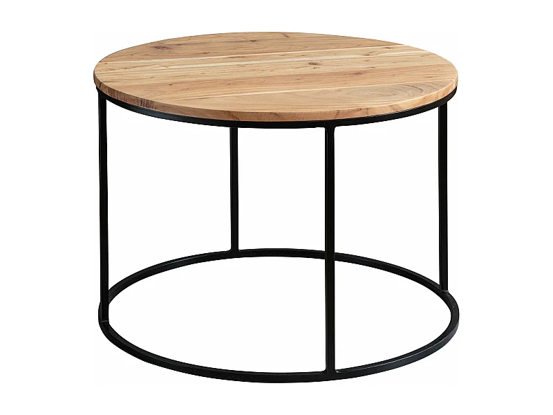 salontafel 60x43x60 cm acacia massief houten / metalen salontafel | Design woonkamer tafel rond | Massieve salontafel | Kleine tafel woonkamer