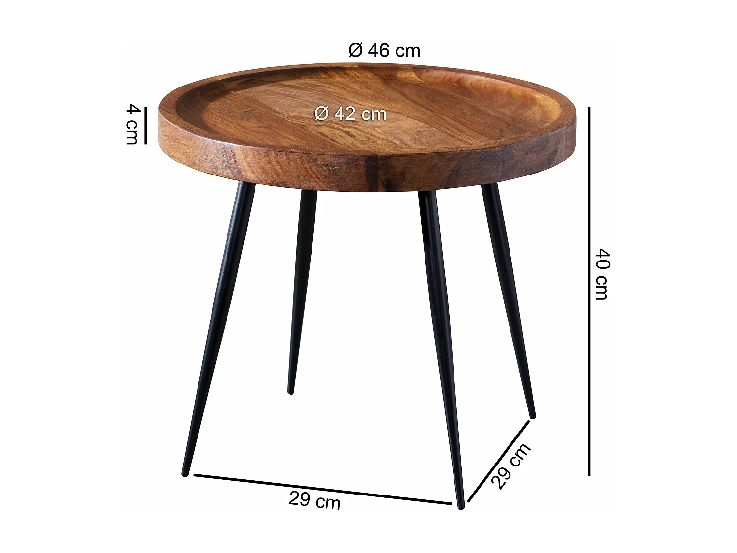 Bijzettafel salontafel sheesham hout metalen salontafel woonkamer tafel