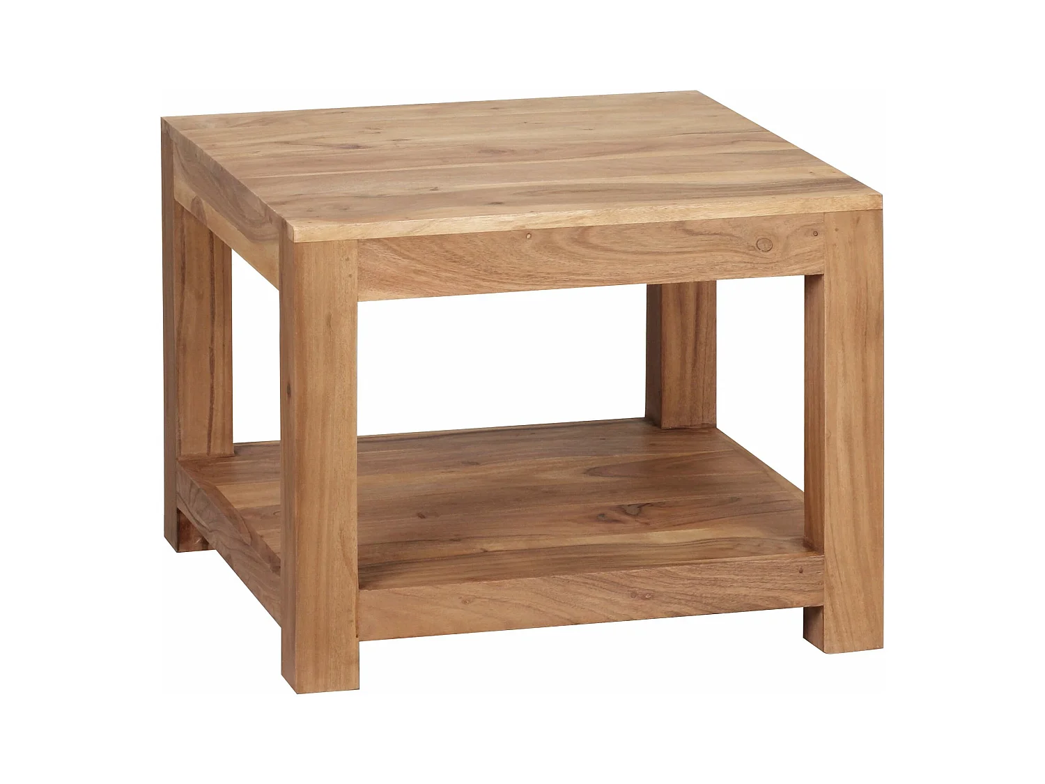 table basse MUMBAI en bois massif d'acacia 60 x 60 cm table de salon design table d'appoint de style campagnard marron foncé