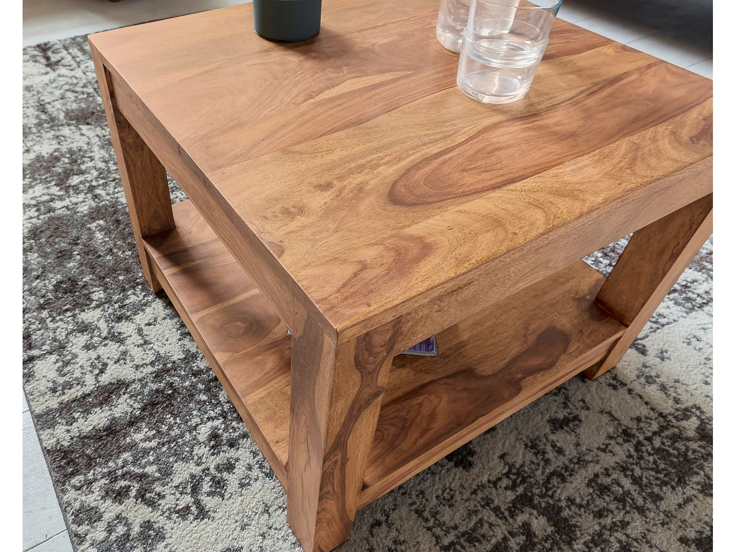 table basse MUMBAI en bois massif d'acacia 60 x 60 cm table de salon design table d'appoint de