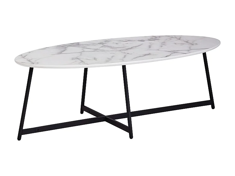 basse Bois massif de manguier / métal 60x43x60 cm style industriel rond | Table de salon design