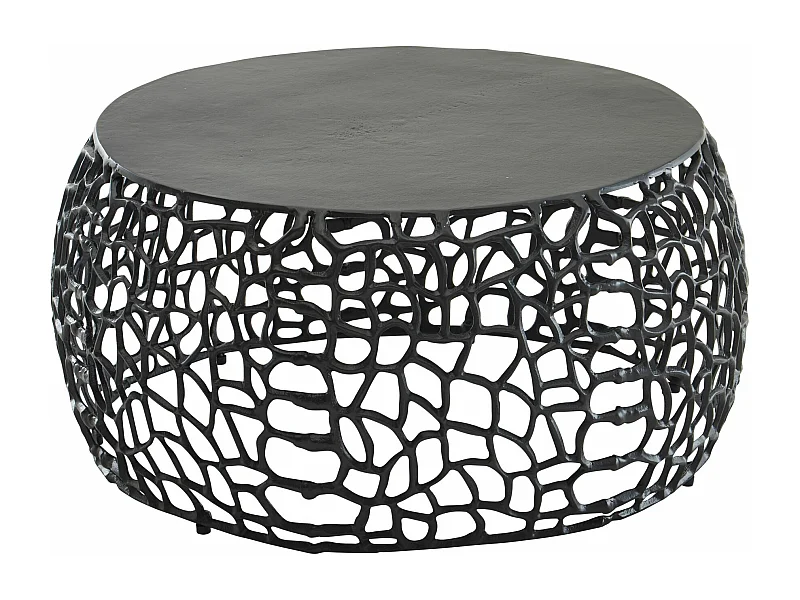 Tavolino Alluminio 66x66x30 cm Tavolino Metallo Nero | Tavolino Soggiorno Rotondo | Tavolino Soggiorno Moderno | Tavolino Laterali