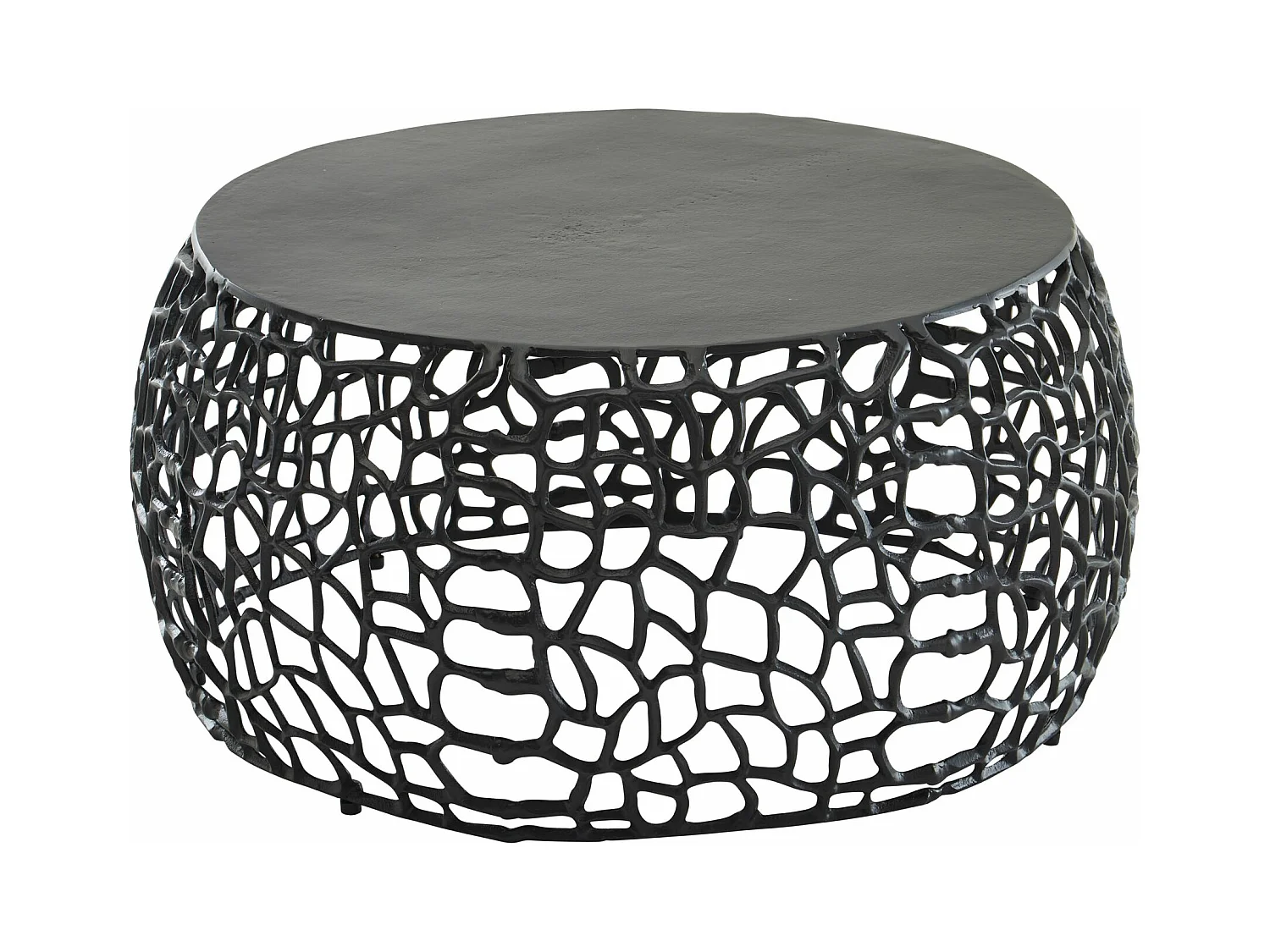 Table basse de salon aluminium Noir 66x66x30 cm ronde métal