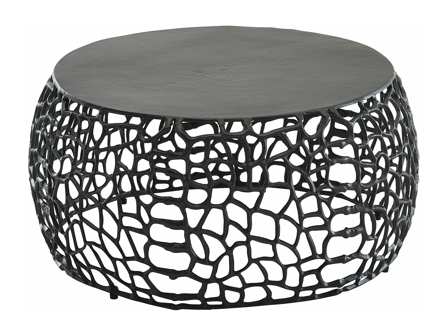 Table basse de salon aluminium Noir 66x66x30 cm ronde métal