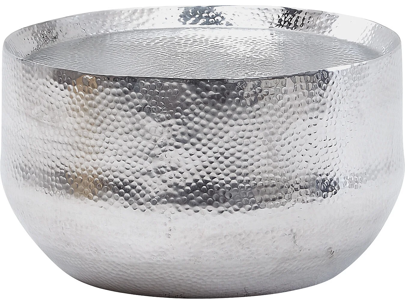 tavolino alluminio argento 60x60x35 cm tavolino martellato | Tavolino design rotondo alluminio orientale | Tavolino rotondo metallo piccolo