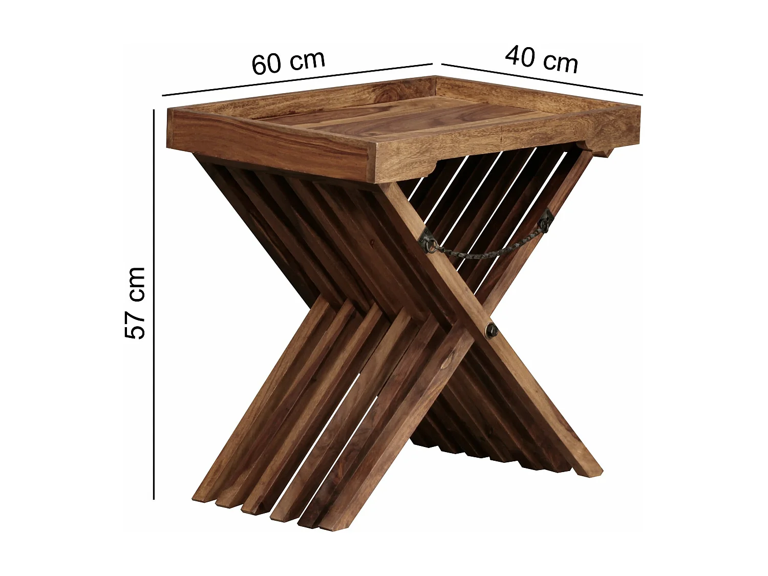 Mesa de madera maciza de diseño sheesham mesa plegable que sirve estilo rural plegable bandeja y tabla de fotograma