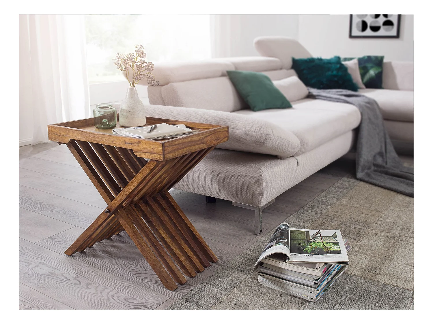 Table en bois massif design sheesham table pliante servant style campagnard pliable plateau et table cadre