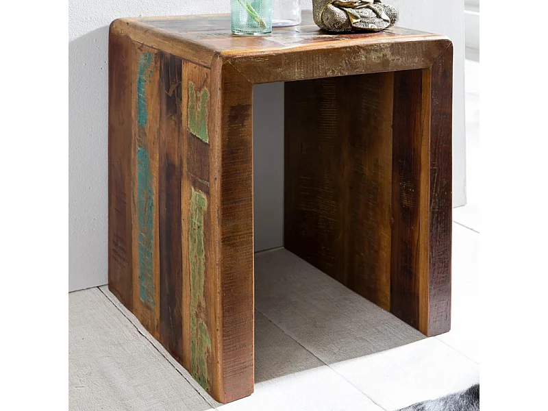 tabla KALKUTTA 45 x 40 x 55 cm de madera maciza Mango reciclaje lamentable | pequeña mesa de café | barco de noche mesita de noche de madera