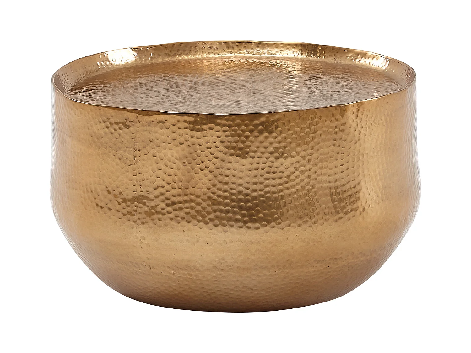 table basse aluminium or 60x60x35 cm table de salon martelé | Table basse design ronde en aluminium oriental | Petite table basse ronde en métal