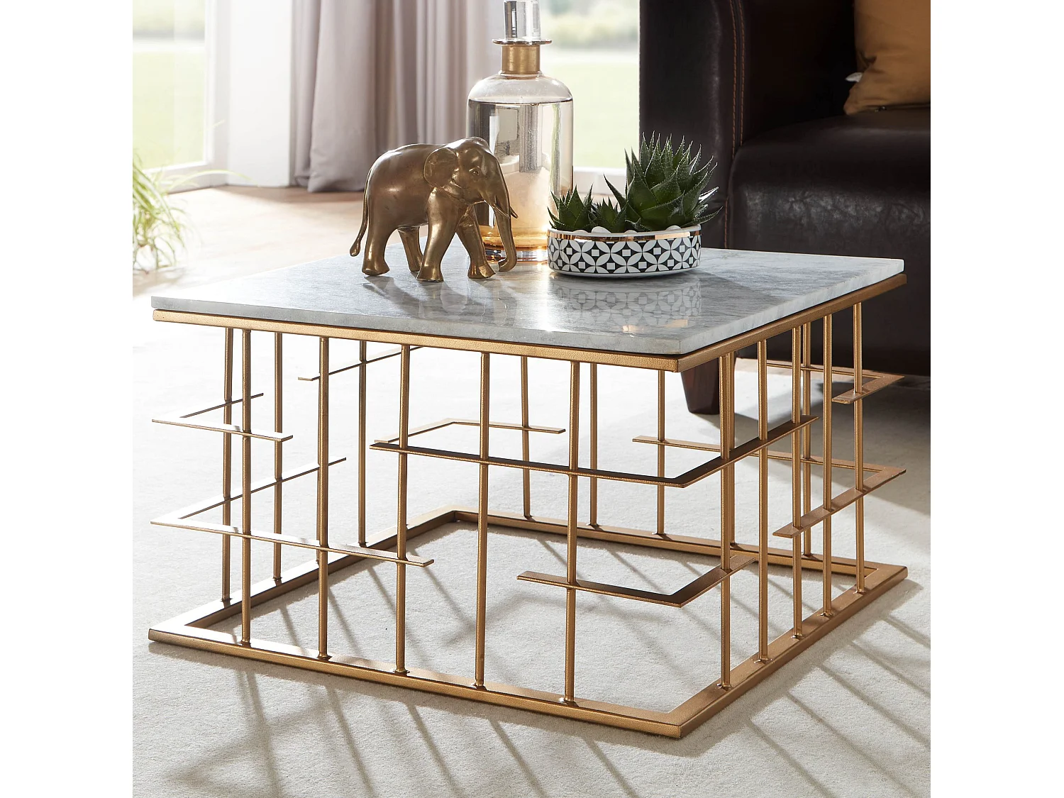 basse 100x40x50 cm Table basse en bois massif / métal Sheesham | Table basse design Table basse