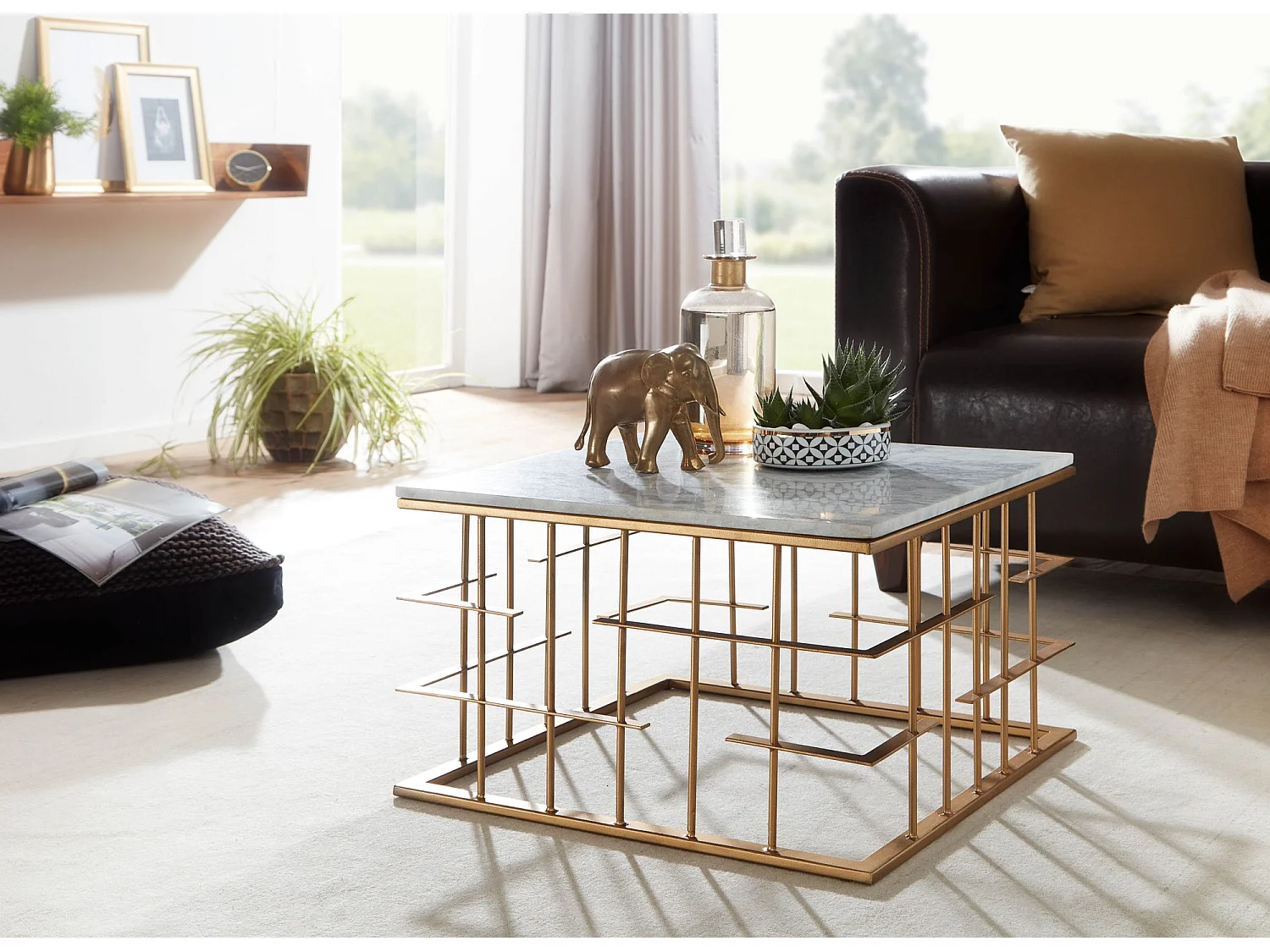 basse 100x40x50 cm Table basse en bois massif / métal Sheesham | Table basse design Table basse