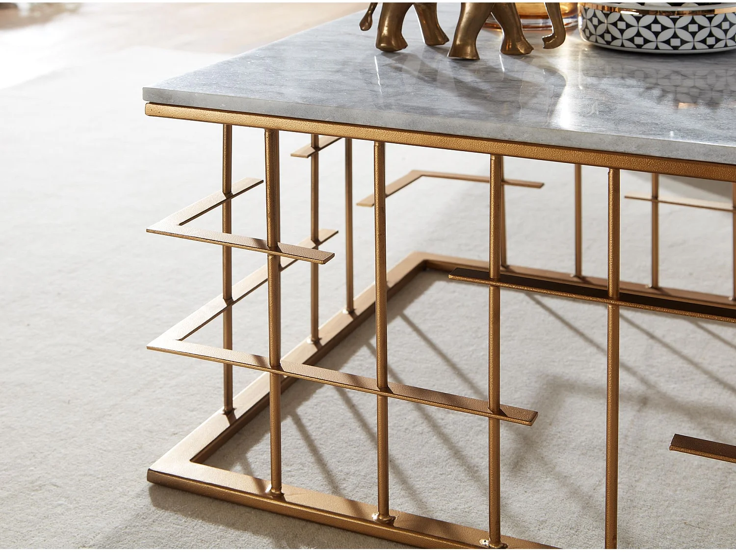 basse 100x40x50 cm Table basse en bois massif / métal Sheesham | Table basse design Table basse