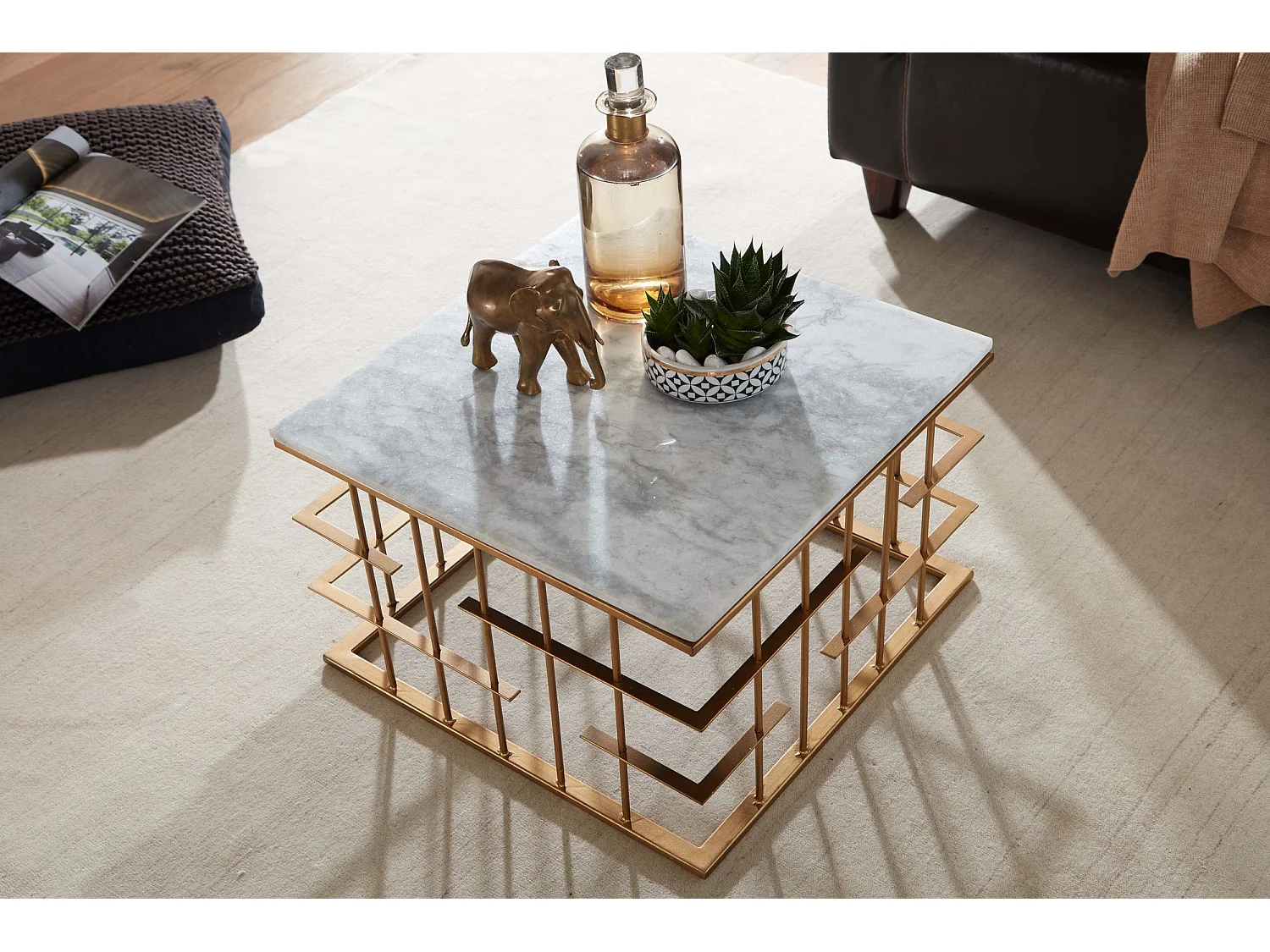 basse 100x40x50 cm Table basse en bois massif / métal Sheesham | Table basse design Table basse