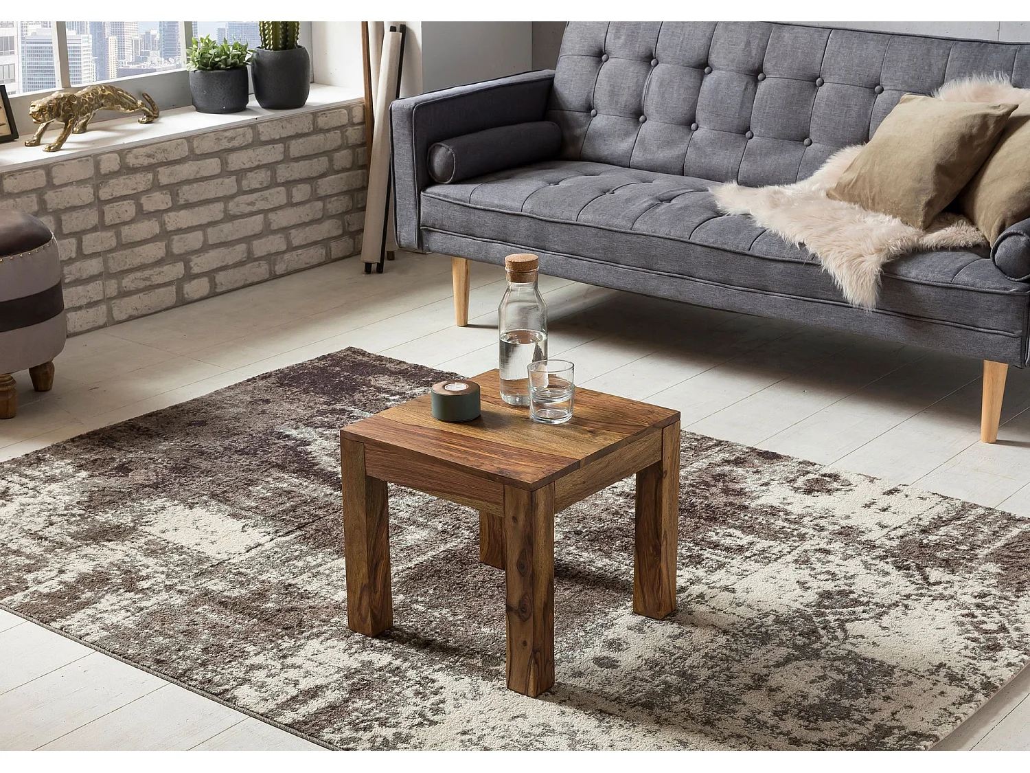 table basse en bois massif de sheesham 45 cm de large table de salon design brun foncé table