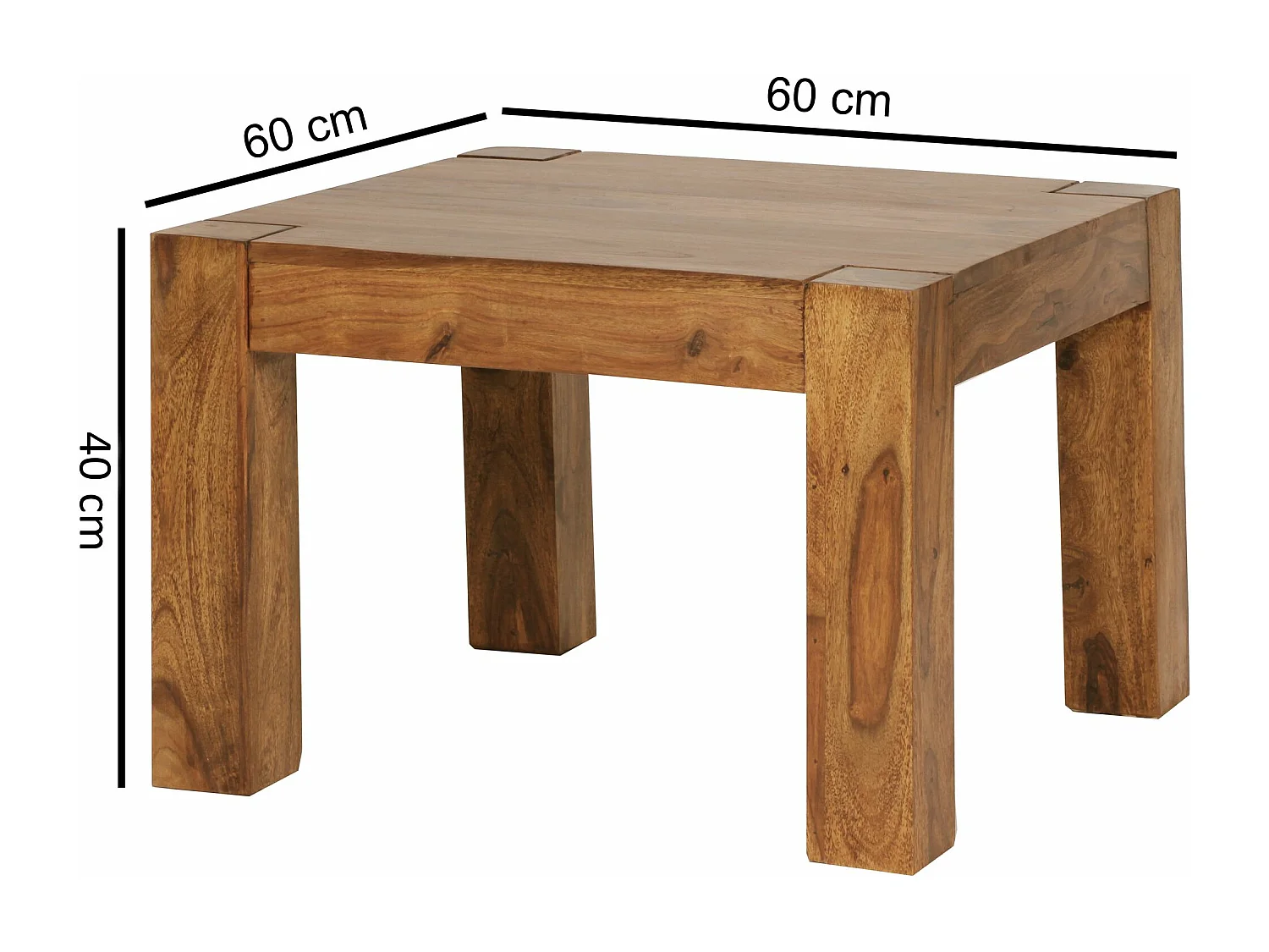 salontafel MUMBAI massief houten sheesham 60 cm brede salontafel design donkerbruin landhuisstijl bijzettafel