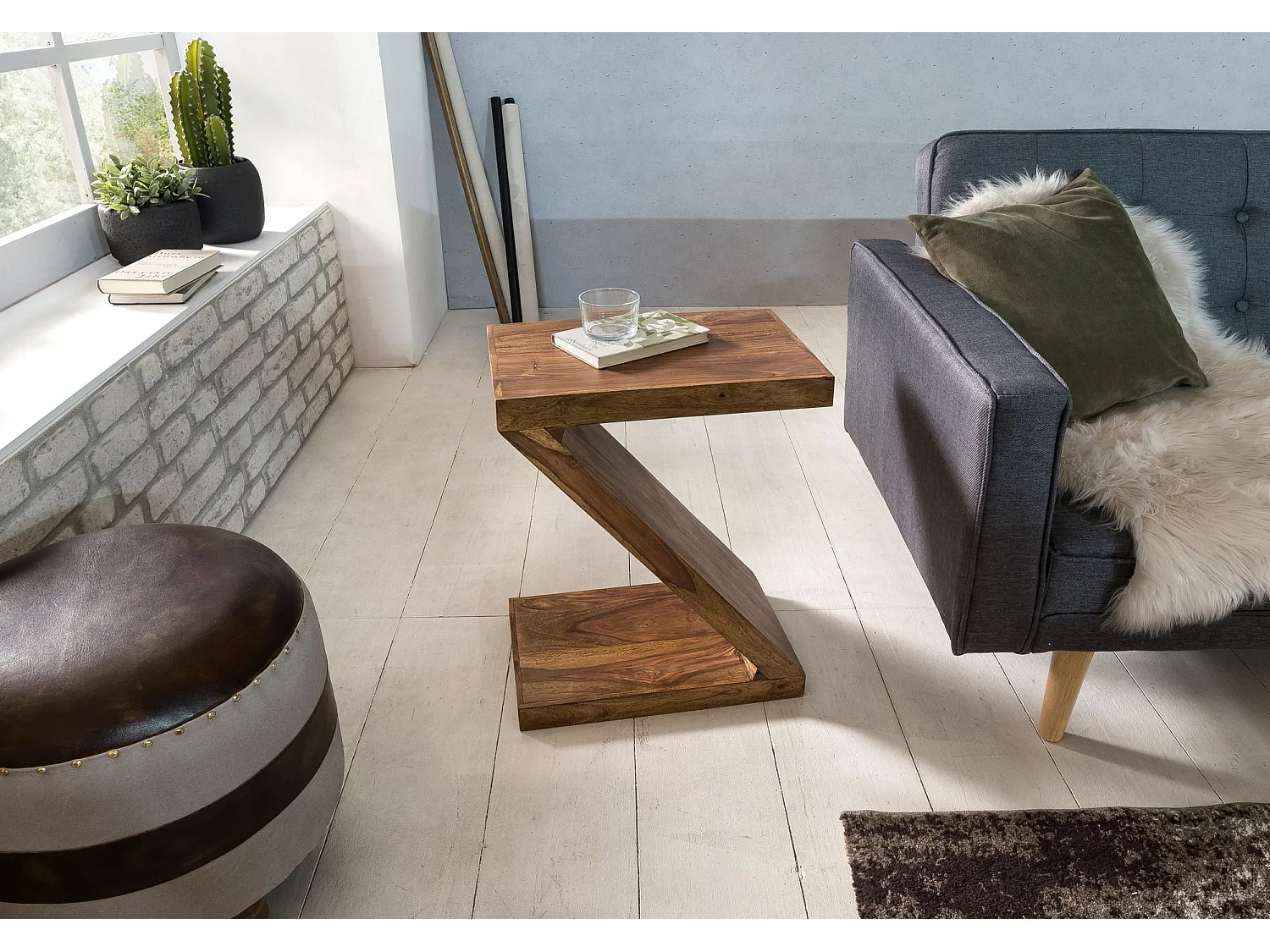 tafel massief hout Sheesham Z Cube 59cm hoog salontafel