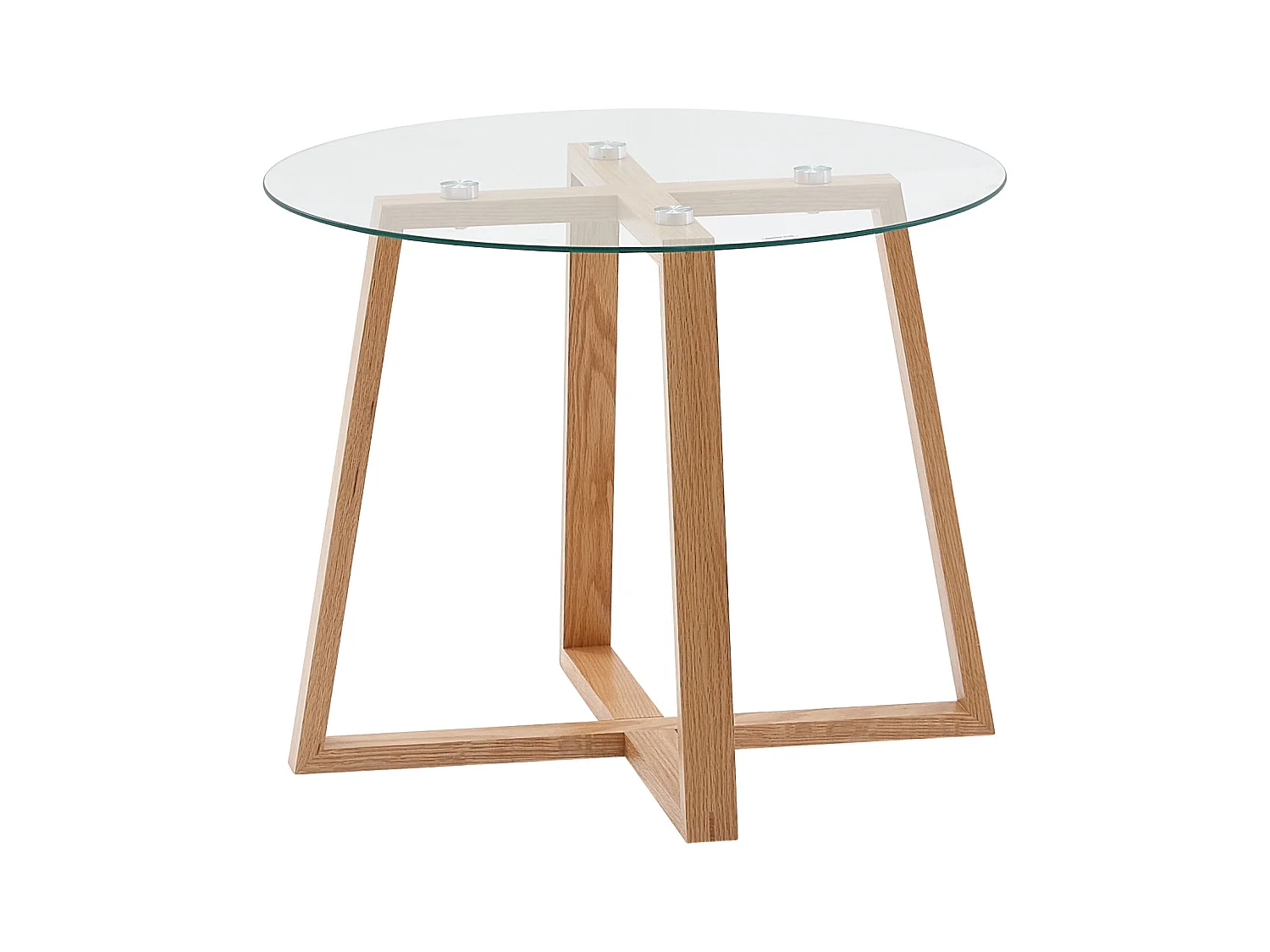 Table Basse 58X58X47 Cm Table Basse En Chêne Massif / Verre Rond | Table De Salon Design