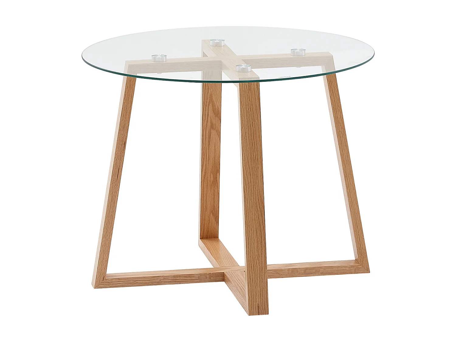 table basse 58x58x47 cm table basse en chêne massif / verre rond | Table de salon design moderne |