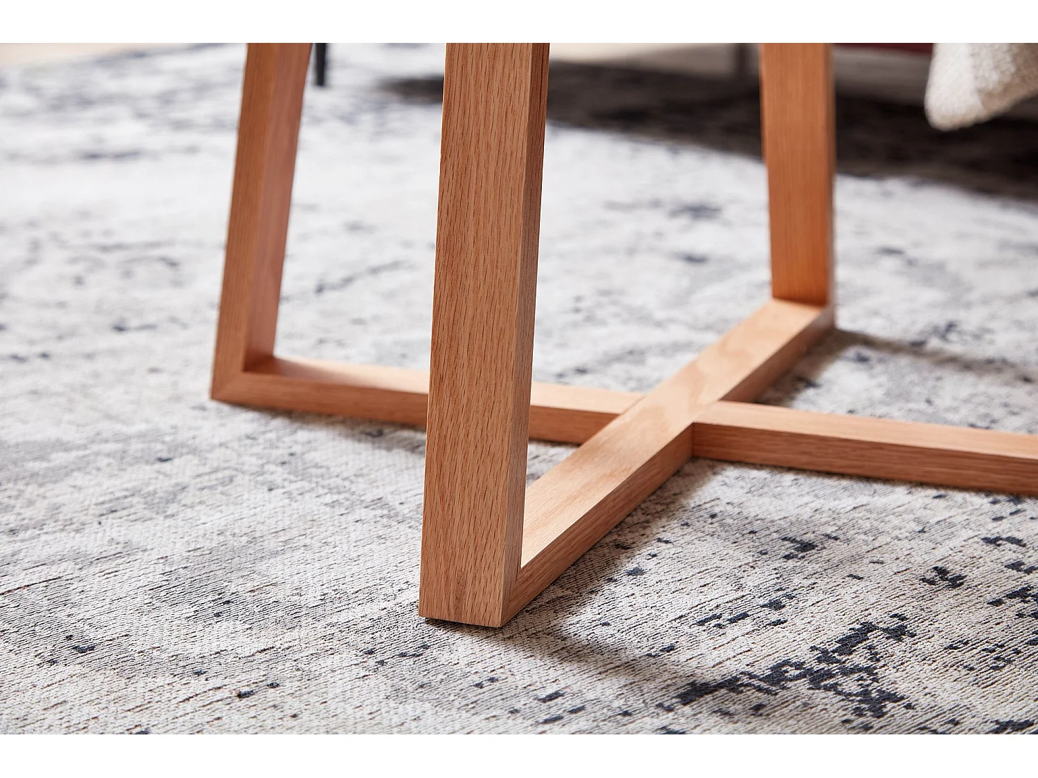 table basse 58x58x47 cm table basse en chêne massif / verre rond | Table de salon design moderne |
