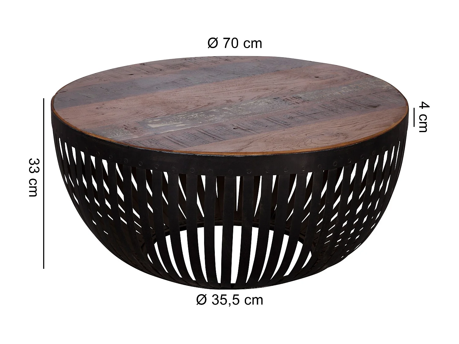 salontafel NISHA 70x33x70 cm hout / metaal salontafel van industriÃ«le installaties