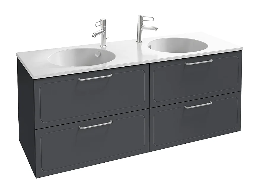 Meuble double vasque 140 cm JACOB DELAFON Odéon Rive Gauche 4 tiroirs gris anthracite