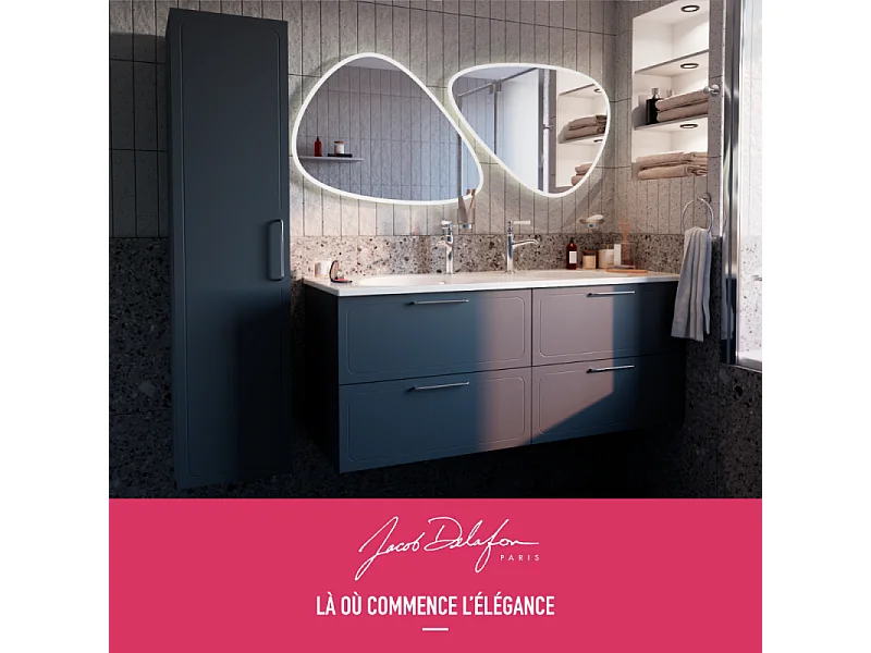 Meuble double vasque 140 cm JACOB DELAFON Odéon Rive Gauche 4 tiroirs gris anthracite