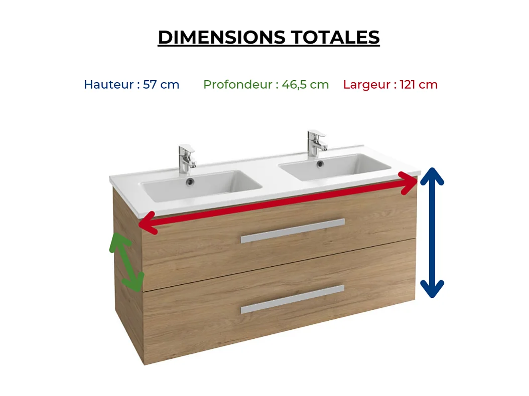 Meuble double vasque 120 cm JACOB DELAFON Ola UP Chene Colorado