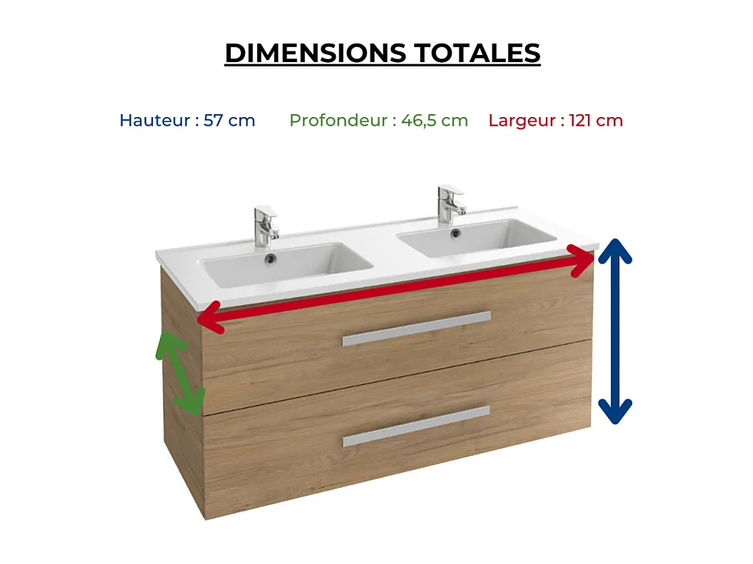 Meuble double vasque 120 cm JACOB DELAFON Ola UP Chene Colorado