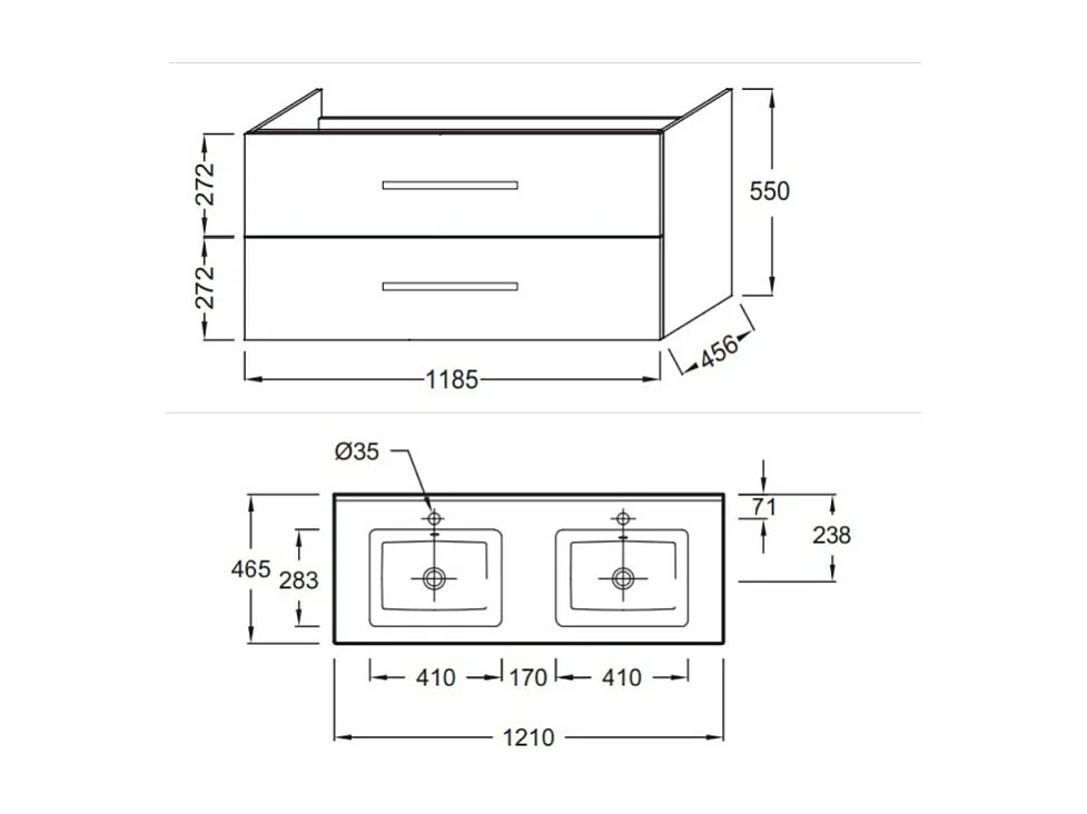 Meuble double vasque 120 cm JACOB DELAFON Ola UP blanc