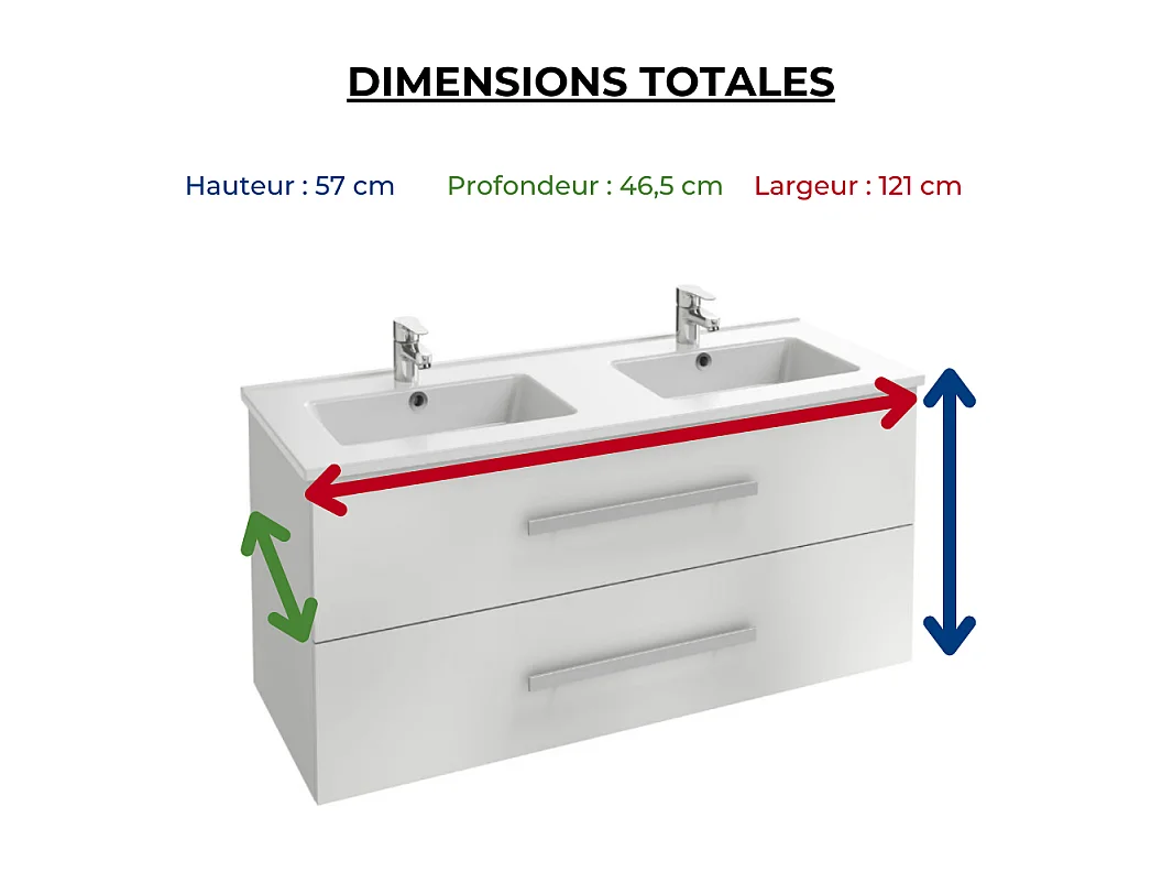 Meuble double vasque 120 cm JACOB DELAFON Ola UP blanc