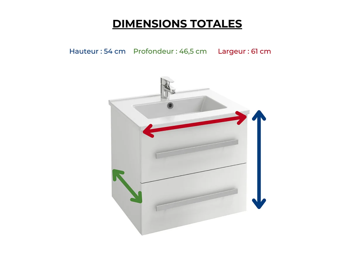 Meuble vasque 60 cm JACOB DELAFON Ola Up blanc