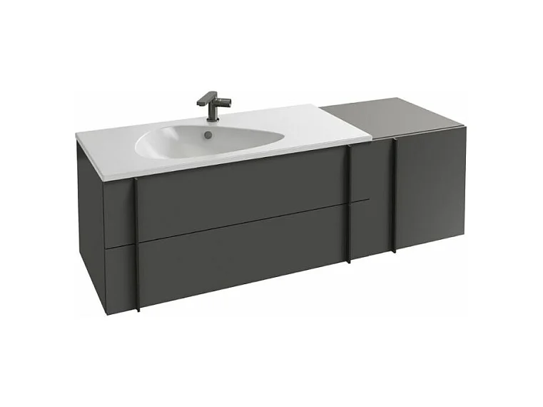 Meuble de salle de bain 145 cm JACOB DELAFON Nouvelle Vague avec rack gris brillant