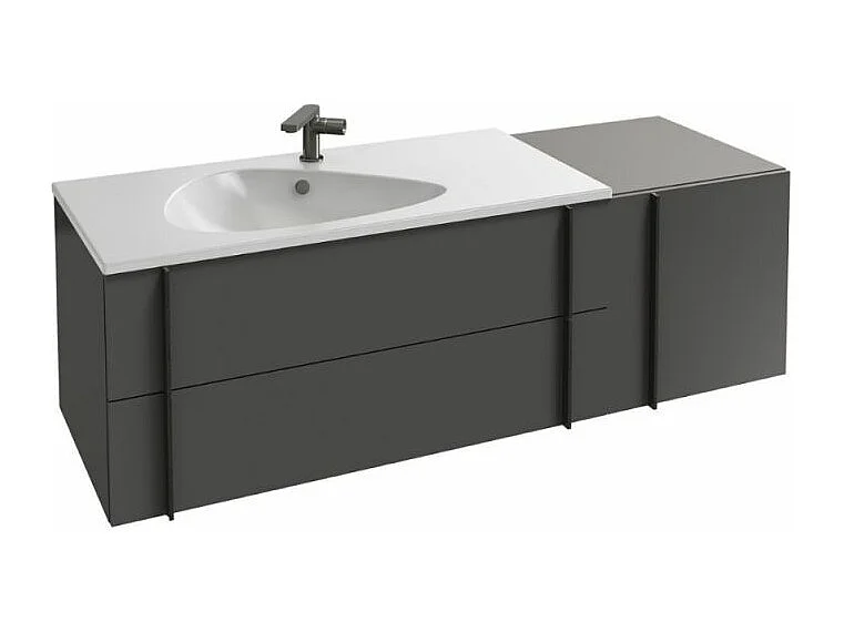 Meuble de salle de bain 145 cm JACOB DELAFON Nouvelle Vague avec rack gris brillant