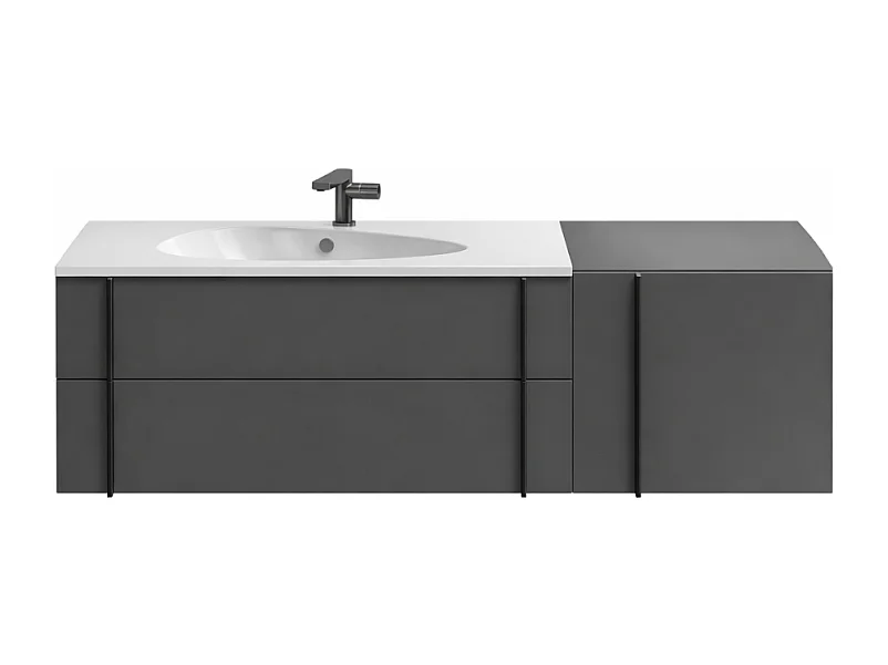 Meuble de salle de bain 145 cm JACOB DELAFON Nouvelle Vague avec rack gris brillant