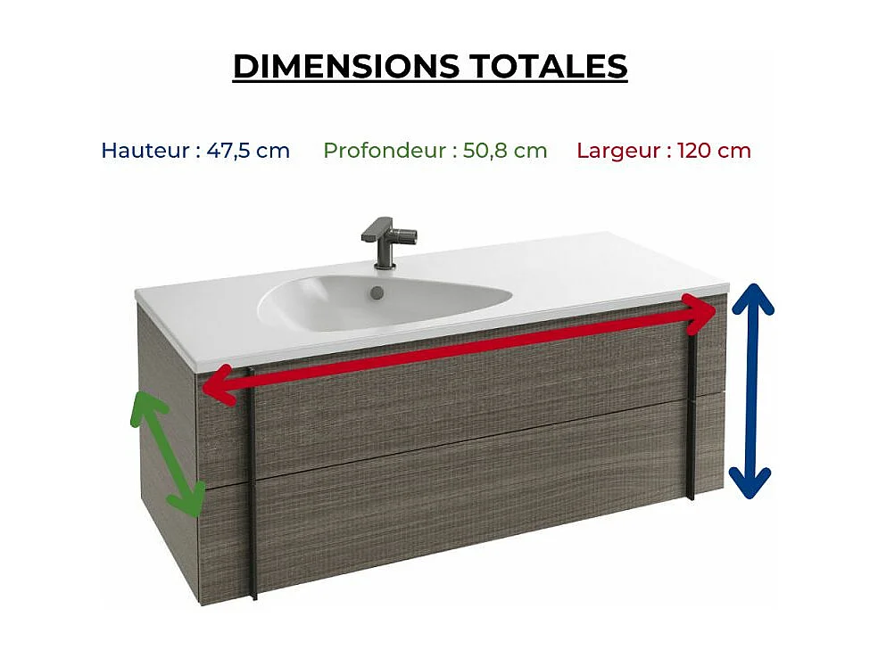 Meuble de salle de bain 120 cm JACOB DELAFON Nouvelle Vague chêne