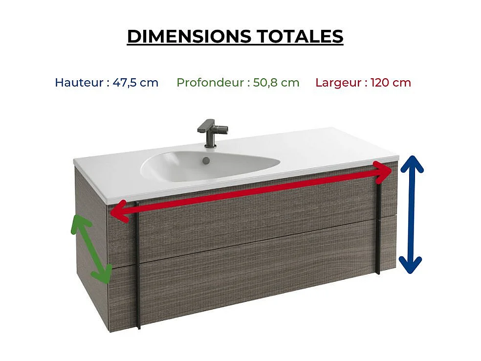 Meuble de salle de bain 120 cm JACOB DELAFON Nouvelle Vague chêne