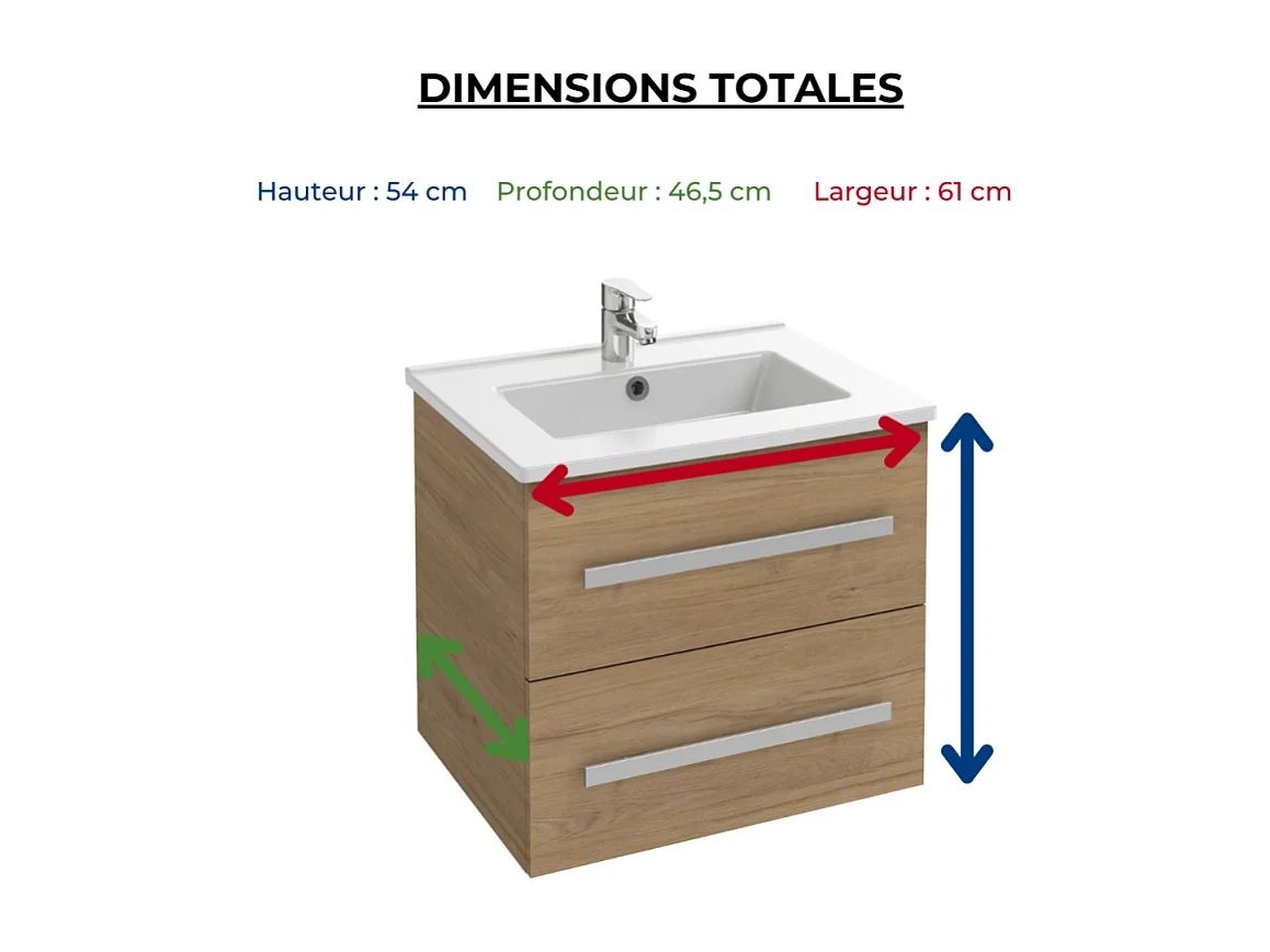 Pack meuble vasque 60 cm JACOB DELAFON Ola up chêne