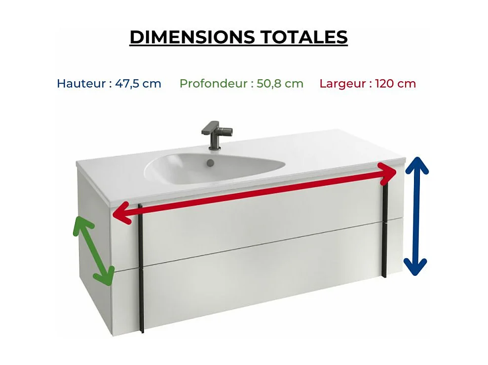 Meuble de salle de bain 120 cm JACOB DELAFON Nouvelle Vague blanc brillant