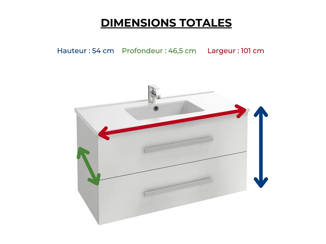 Meuble vasque 100 cm  JACOB DELAFON Ola up blanc