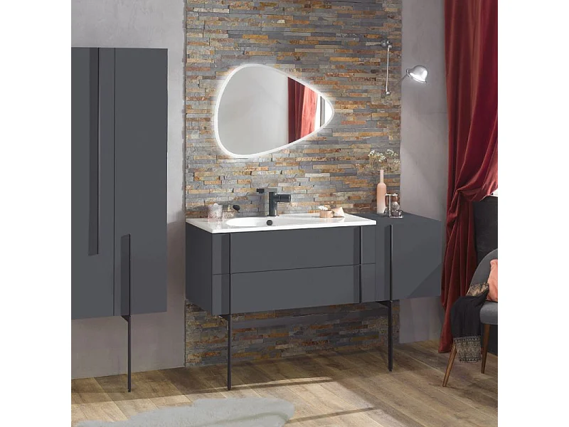 Meuble de salle de bain 100 cm JACOB DELAFON Nouvelle Vague gris brillant