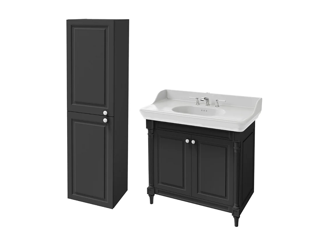 Pack meuble vasque JACOB DELAFON Cléo 1889 3 trous + colonne gauche + mélangeur poignée chromé