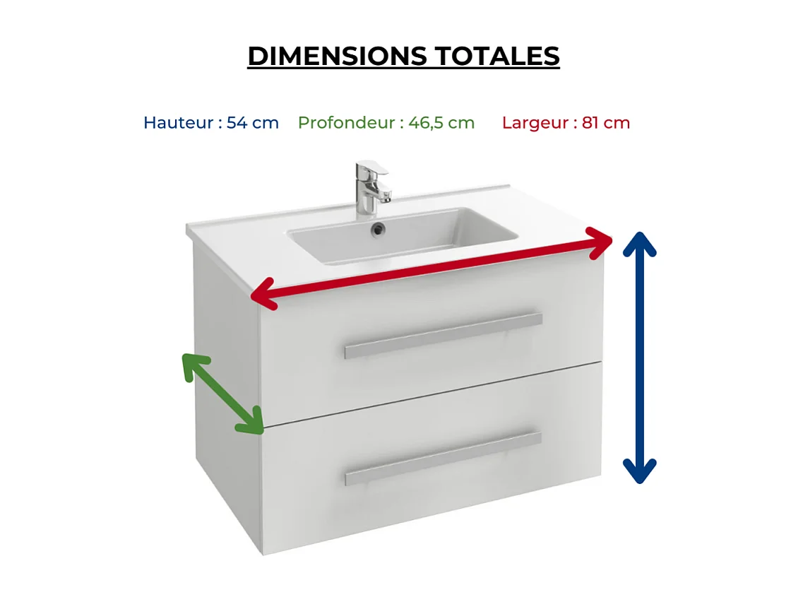 Meuble vasque 80 cm JACOB DELAFON Ola Up blanc