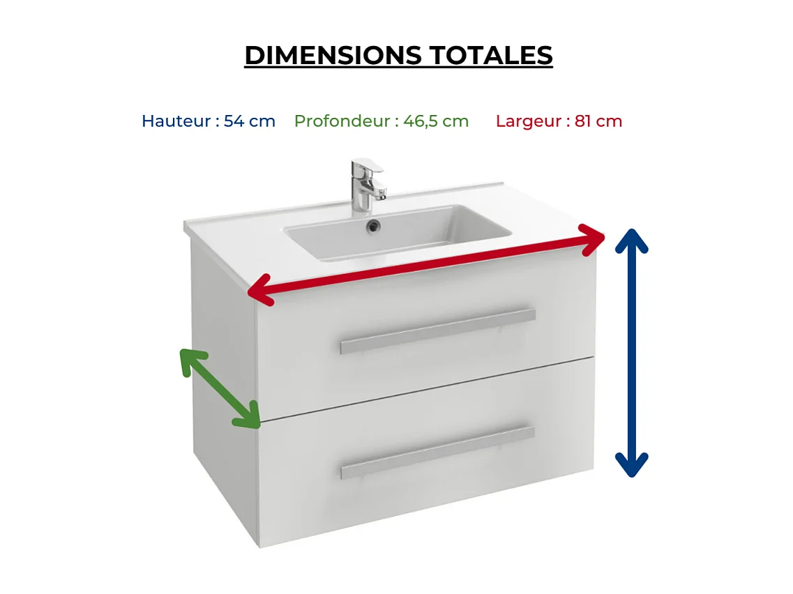 Meuble vasque 80 cm JACOB DELAFON Ola Up blanc