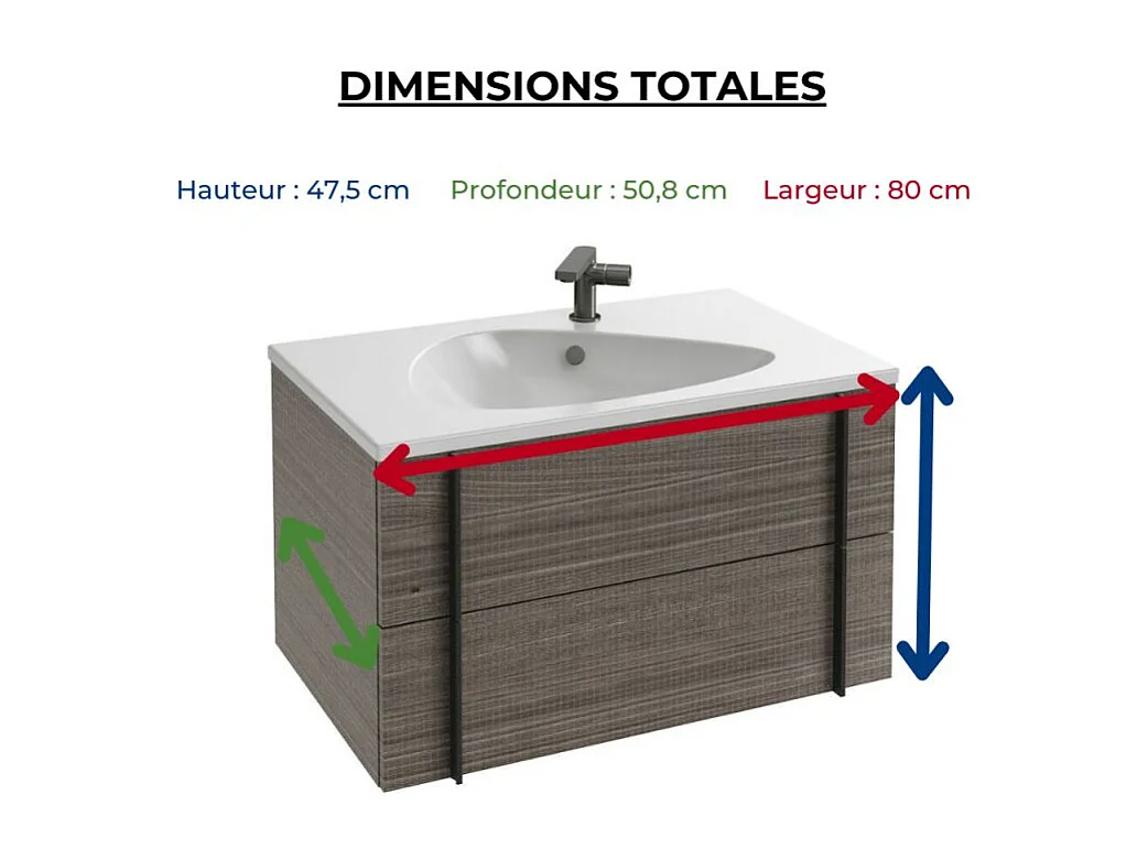 Meuble de salle de bain 80 cm JACOB DELAFON Nouvelle Vague chêne