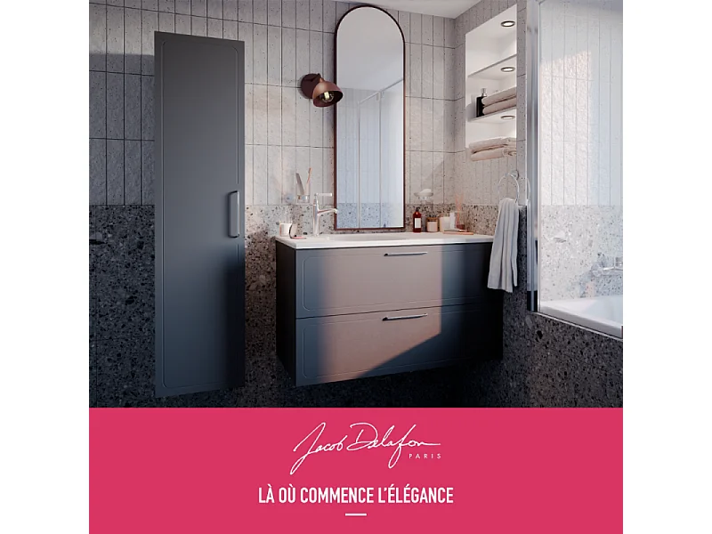 Meuble simple vasque 60 cm JACOB DELAFON Odéon Rive Gauche gris anthracite