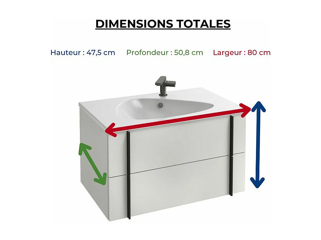 Meuble de salle de bain 80 cm JACOB DELAFON Nouvelle Vague blanc brillant